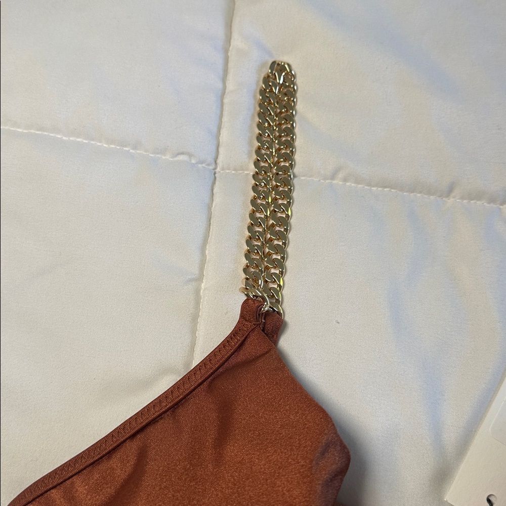 L'AGENCE Lilou One-Piece Swimsuit in bronze shimmer size small NWT - Picture 4 of 6